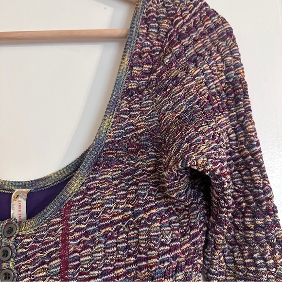 Free People Sunrise Knit Sweater Stretchy Dress Purple Raven women L - Picture 4 of 14